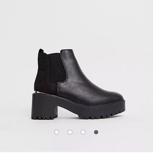 New Look metal detail chunky heeled boots in black